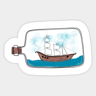 Ship in a bottle Sticker